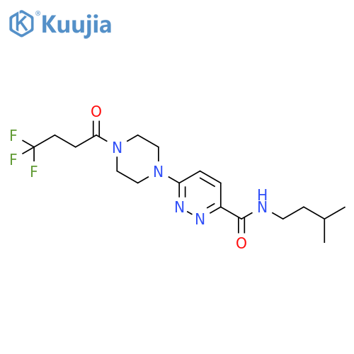 3-Pyridazinecarboxamide,N-(3-methylbutyl)-6-[4-(4,4,4-trifluoro-1-oxobutyl)-1-piperazinyl]- structure
