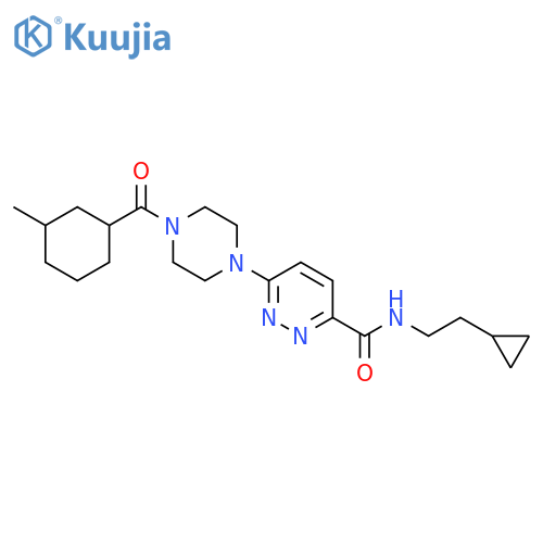 3-Pyridazinecarboxamide, N-(2-cyclopropylethyl)-6-[4-[(3-methylcyclohexyl)carbonyl]-1-piperazinyl]- structure