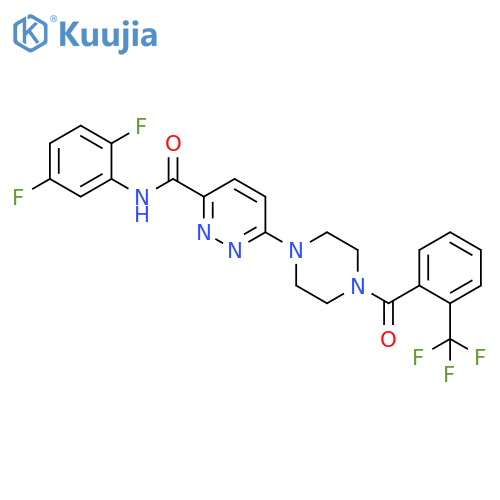 3-Pyridazinecarboxamide,N-(2,5-difluorophenyl)-6-[4-[2-(trifluoromethyl)benzoyl]-1-piperazinyl]- structure