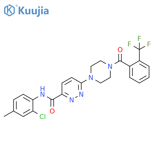 3-Pyridazinecarboxamide,N-(2-chloro-4-methylphenyl)-6-[4-[2-(trifluoromethyl)benzoyl]-1-piperazinyl]- structure