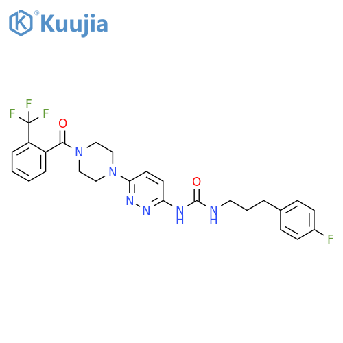 Urea, N-[3-(4-fluorophenyl)propyl]-N'-[6-[4-[2-(trifluoromethyl)benzoyl]-1-piperazinyl]-3-pyridazinyl]- structure