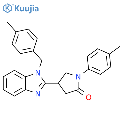 1-(4-methylphenyl)-4-{1-(4-methylphenyl)methyl-1H-1,3-benzodiazol-2-yl}pyrrolidin-2-one structure