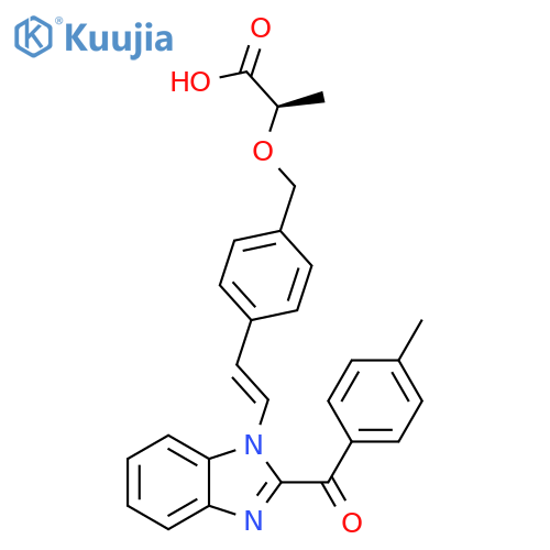 Propanoic acid,2-[[4-[(1E)-2-[2-(4-methylbenzoyl)-1H-benzimidazol-1-yl]ethenyl]phenyl]methoxy]-, (2R)- structure