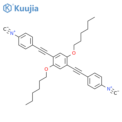 1,1'-{[2,5-Bis(hexyloxy)-1,4-phenylene]di(ethyne-2,1-diyl)}bis(4-isocyanobenzene) structure