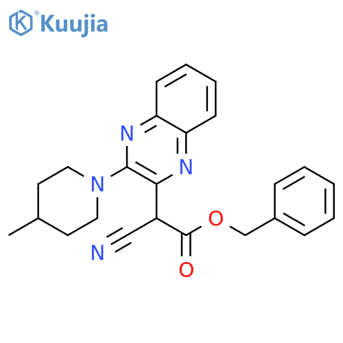 benzyl 2-cyano-2-[3-(4-methylpiperidin-1-yl)quinoxalin-2-yl]acetate structure