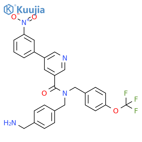 3-Pyridinecarboxamide,N-[[4-(aminomethyl)phenyl]methyl]-5-(3-nitrophenyl)-N-[[4-(trifluoromethoxy)phenyl]methyl]- structure