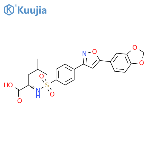 L-LEUCINE, N-[[4-[5-(1,3-BENZODIOXOL-5-YL)-3-ISOXAZOLYL]PHENYL]SULFONYL]- structure