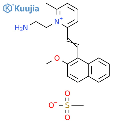 Pyridinium,1-(2-aminoethyl)-2-[2-(2-methoxy-1-naphthalenyl)ethenyl]-6-methyl-,methanesulfonate structure