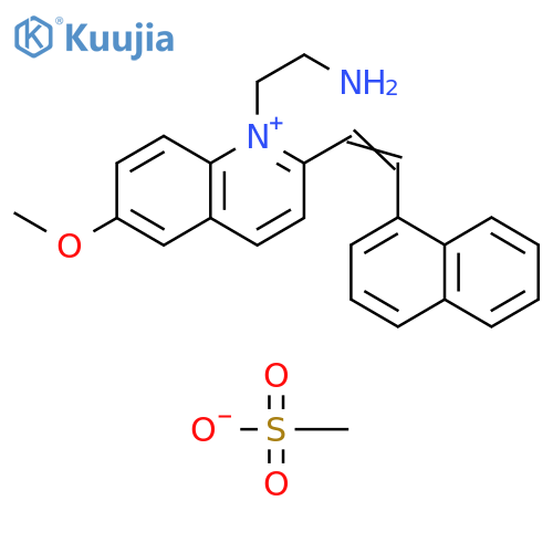 Quinolinium, 1-(2-aminoethyl)-6-methoxy-2-[2-(1-naphthalenyl)ethenyl]-,methanesulfonate structure