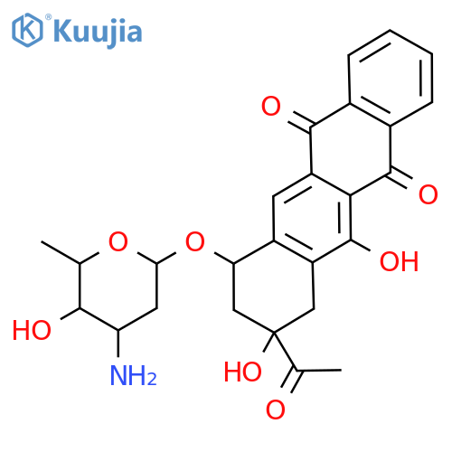 3-acetyl-3,5-dihydroxy-6,11-dioxo-1,2,3,4,6,11-hexahydrotetracen-1-yl 3-amino-2,3,6-trideoxyhexopyranoside structure