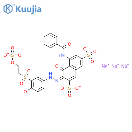 2,7-Naphthalenedisulfonicacid,5-(benzoylamino)-4-hydroxy-3-[2-[4-methoxy-3-[[2-(sulfooxy)ethyl]sulfonyl]phenyl]diazenyl]-,sodium salt (1:3) structure