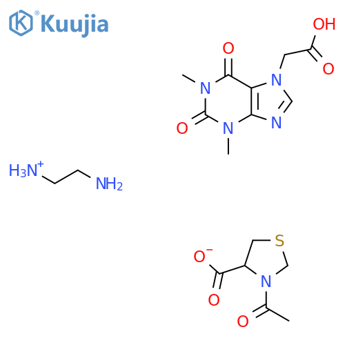 1,2,3,6-tetrahydro-1,3-dimethyl-2,6-dioxo-7H-purine-7-acetic acid, compound with 2-aminoethylammonium 3-acetylthiazolidine-4-carboxylate (1:1) structure