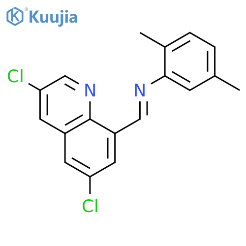 BENZENAMINE, N-[(3,6-DICHLORO-8-QUINOLINYL)METHYLENE]-2,5-DIMETHYL- structure
