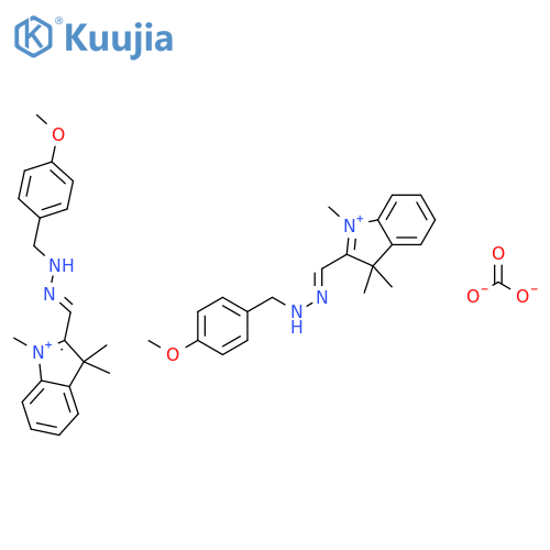 Bis(2-(((p-methoxyphenyl)methylhydrazono)methyl)-1,3,3-trimethyl-3H-indolium) carbonate structure
