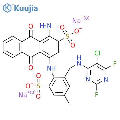 Disodium;1-amino-4-[2-[[(5-chloro-2,6-difluoropyrimidin-4-yl)amino]methyl]-4-methyl-6-sulfonatoanilino]-9,10-dioxoanthracene-2-sulfonate structure