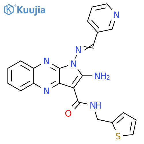 2-amino-1-(E)-(pyridin-3-yl)methylideneamino-N-(thiophen-2-yl)methyl-1H-pyrrolo2,3-bquinoxaline-3-carboxamide structure