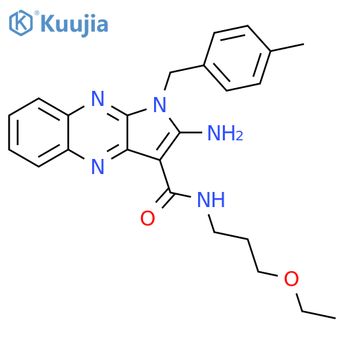 2-amino-N-(3-ethoxypropyl)-1-(4-methylphenyl)methyl-1H-pyrrolo2,3-bquinoxaline-3-carboxamide structure