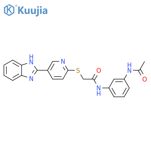Acetamide, N-[3-(acetylamino)phenyl]-2-[[5-(1H-benzimidazol-2-yl)-2-pyridinyl]thio]- structure