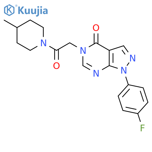 1-(4-fluorophenyl)-5-2-(4-methylpiperidin-1-yl)-2-oxoethyl-1H,4H,5H-pyrazolo3,4-dpyrimidin-4-one structure