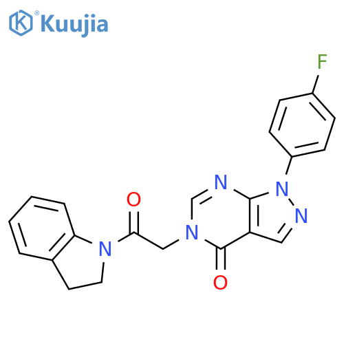 5-2-(2,3-dihydro-1H-indol-1-yl)-2-oxoethyl-1-(4-fluorophenyl)-1H,4H,5H-pyrazolo3,4-dpyrimidin-4-one structure