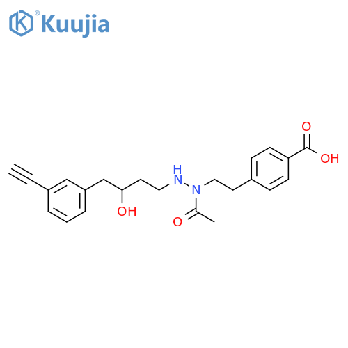 Benzoic acid,4-[2-[1-acetyl-2-[4-(3-ethynylphenyl)-3-hydroxybutyl]hydrazino]ethyl]- structure