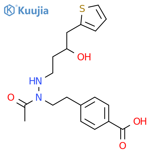 Benzoic acid,4-[2-[1-acetyl-2-[3-hydroxy-4-(2-thienyl)butyl]hydrazino]ethyl]- structure