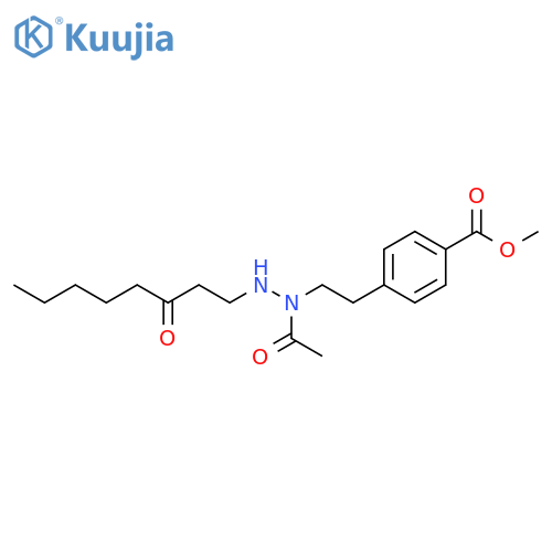 Benzoic acid, 4-[2-[1-acetyl-2-(3-oxooctyl)hydrazino]ethyl]-, methyl ester structure