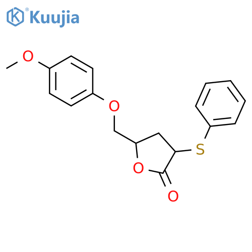 2(3H)-Furanone, dihydro-5-[(4-methoxyphenoxy)methyl]-3-(phenylthio)- structure