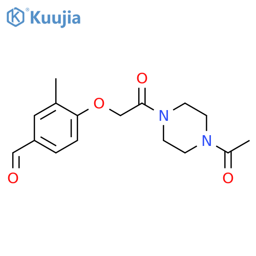 PIPERAZINE, 1-ACETYL-4-[(4-FORMYL-2-METHYLPHENOXY)ACETYL]- structure