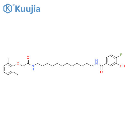 Benzamide,N-[12-[[(2,6-dimethylphenoxy)acetyl]amino]dodecyl]-4-fluoro-3-hydroxy- structure
