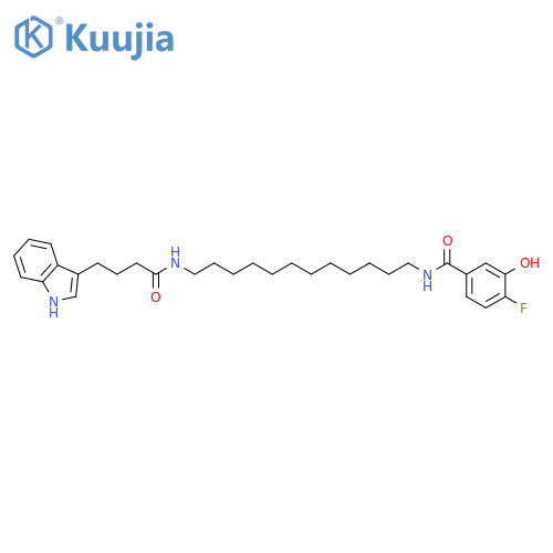 1H-Indole-3-butanamide,N-[12-[(4-fluoro-3-hydroxybenzoyl)amino]dodecyl]- structure