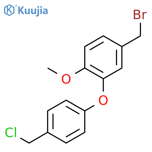 Benzene, 4-(bromomethyl)-2-[4-(chloromethyl)phenoxy]-1-methoxy- structure