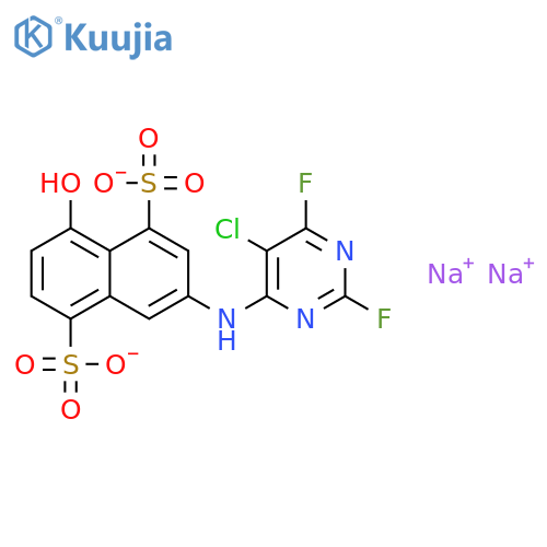 1,5-Naphthalenedisulfonicacid, 3-[(5-chloro-2,6-difluoro-4-pyrimidinyl)amino]-8-hydroxy-, sodium salt(1:2) structure