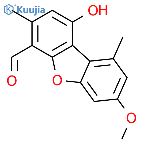 4-Dibenzofurancarboxaldehyde, 1-hydroxy-7-methoxy-3,9-dimethyl- structure