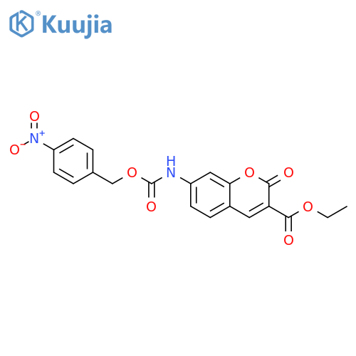 2H-1-Benzopyran-3-carboxylic acid, 7-[[[(4-nitrophenyl)methoxy]carbonyl]amino]-2-oxo-, ethyl ester structure
