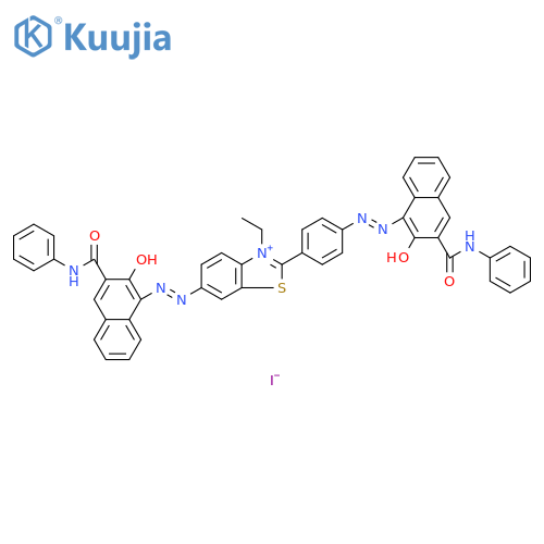 Benzothiazolium, 3-ethyl-6-[2-[2-hydroxy-3-[(phenylamino)carbonyl]-1-naphthalenyl]diazenyl]-2-[4-[2-[2-hydroxy-3-[(phenylamino)carbonyl]-1-naphthalenyl]diazenyl]phenyl]-, iodide (1:1) structure