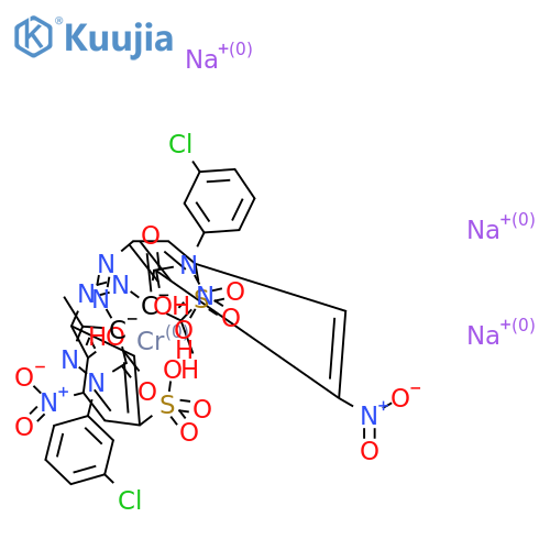 trisodium bis[3-[[1-(3-chlorophenyl)-4,5-dihydro-3-methyl-5-oxo-1H-pyrazol-4-yl]azo]-4-hydroxy-5-nitrobenzene-1-sulphonato(3-)]chromate(3-) structure