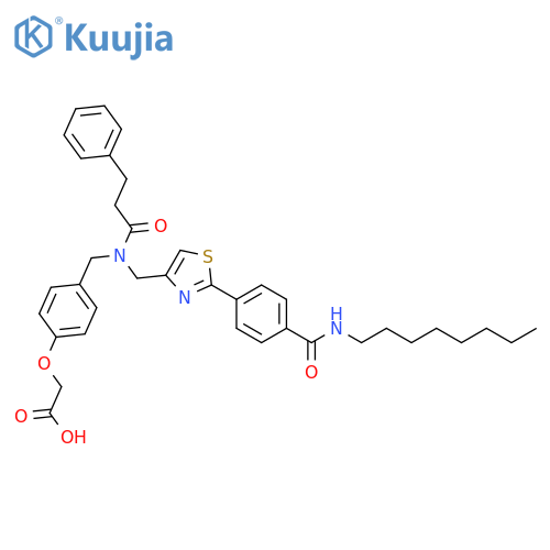 Acetic acid, 2-[4-[[[[2-[4-[(octylamino)carbonyl]phenyl]-4-thiazolyl]methyl](1-oxo-3-phenylpropyl)amino]methyl]phenoxy]- structure