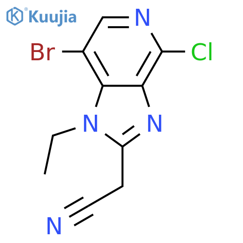 2-(7-bromo-4-chloro-1-ethyl-imidazo[4,5-c]pyridin-2-yl)acetonitrile structure