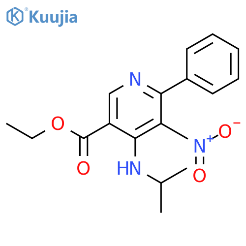 3-PYRIDINECARBOXYLIC ACID, 4-[(1-METHYLETHYL)AMINO]-5-NITRO-6-PHENYL-, ETHYL ESTER structure