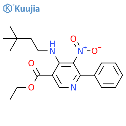 3-PYRIDINECARBOXYLIC ACID, 4-[(3,3-DIMETHYLBUTYL)AMINO]-5-NITRO-6-PHENYL-, ETHYL ESTER structure