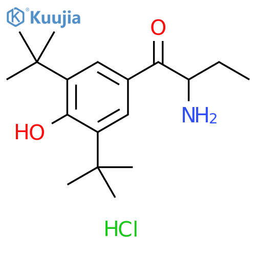 1-Butanone, 2-amino-1-[3,5-bis(1,1-dimethylethyl)-4-hydroxyphenyl]-, hydrochloride (1:1) structure