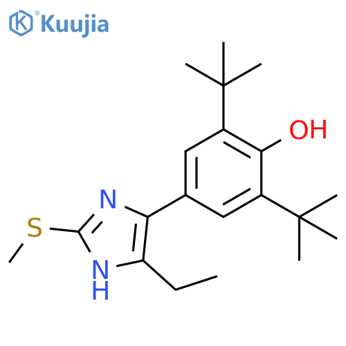 Phenol,2,6-bis(1,1-dimethylethyl)-4-[5-ethyl-2-(methylthio)-1H-imidazol-4-yl]- structure