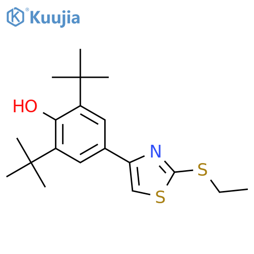 Phenol, 2,6-bis(1,1-dimethylethyl)-4-[2-(ethylthio)-4-thiazolyl]- structure