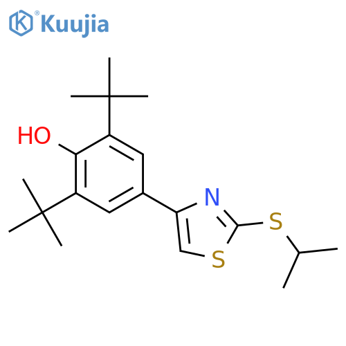 Phenol, 2,6-bis(1,1-dimethylethyl)-4-[2-[(1-methylethyl)thio]-4-thiazolyl]- structure