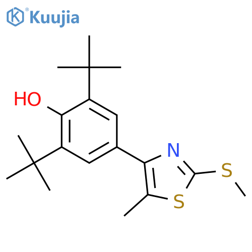 Phenol, 2,6-bis(1,1-dimethylethyl)-4-[5-methyl-2-(methylthio)-4-thiazolyl]- structure