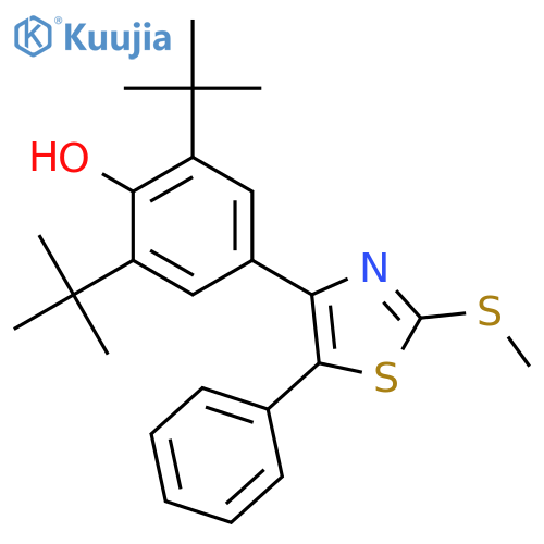 Phenol, 2,6-bis(1,1-dimethylethyl)-4-[2-(methylthio)-5-phenyl-4-thiazolyl]- structure