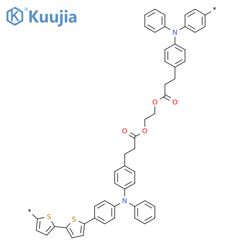 POLY[[2,2'-BITHIOPHENE]-5,5'-DIYL-1,4-PHENYLENE(PHENYLIMINO)-1,4-PHENYLENE(3-OXO-1,3-PROPANEDIYL)OXY-1,2-ETHANEDIYLOXY(1-OXO-1,3-PROPANEDIYL)-1,4-PHENYLENE(PHENYLIMINO)-1,4-PHENYLENE] structure
