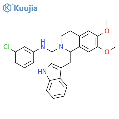 3-chloro-N-{[1-(1H-indol-3-ylmethyl)-6,7-dimethoxy-3,4-dihydroisoquinolin-2(1H)-yl]methyl}aniline structure