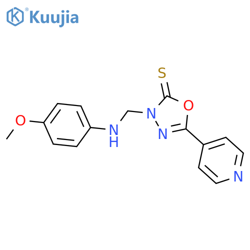 1,3,4-Oxadiazole-2(3H)-thione,3-[[(4-methoxyphenyl)amino]methyl]-5-(4-pyridinyl)- structure